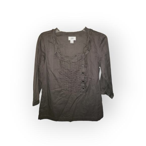 ANN TAYLOR blouse dark gray sz MED euc - Picture 1 of 1